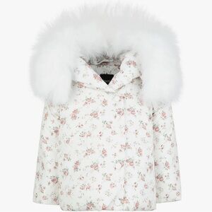 Floral White Kids Winter Jacket